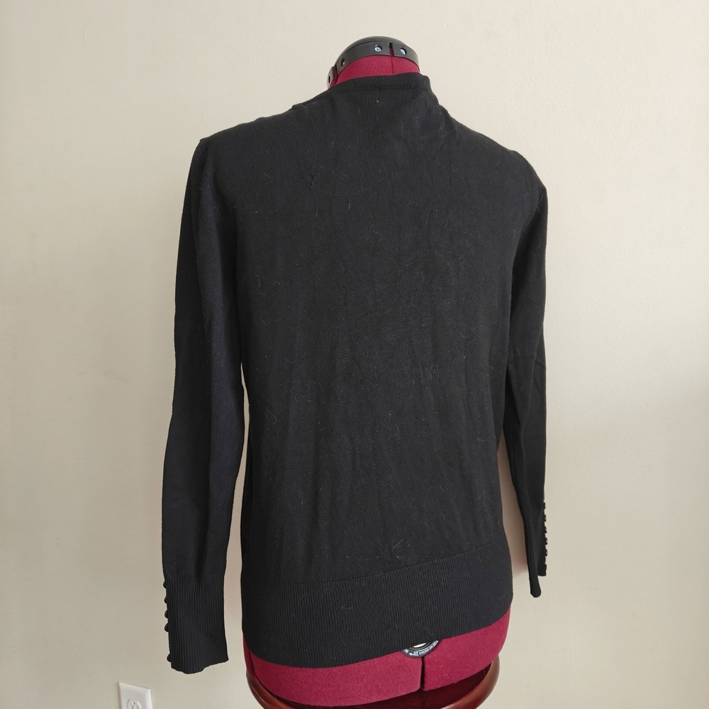 Cielo Womens Cardigan Sweater Black Knit Button Front Medium Minimal Long Sleeve - Picture 2 of 7